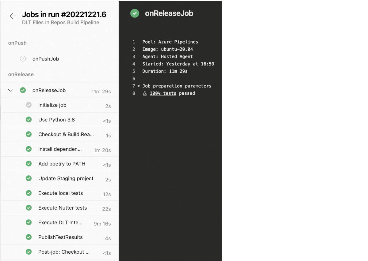 Figure: Tasks inside the onRelease stage of the build pipeline