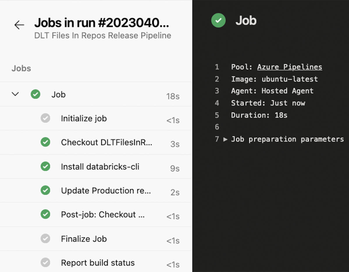 Figure: Release pipeline to deploy code changes to production DLT pipeline