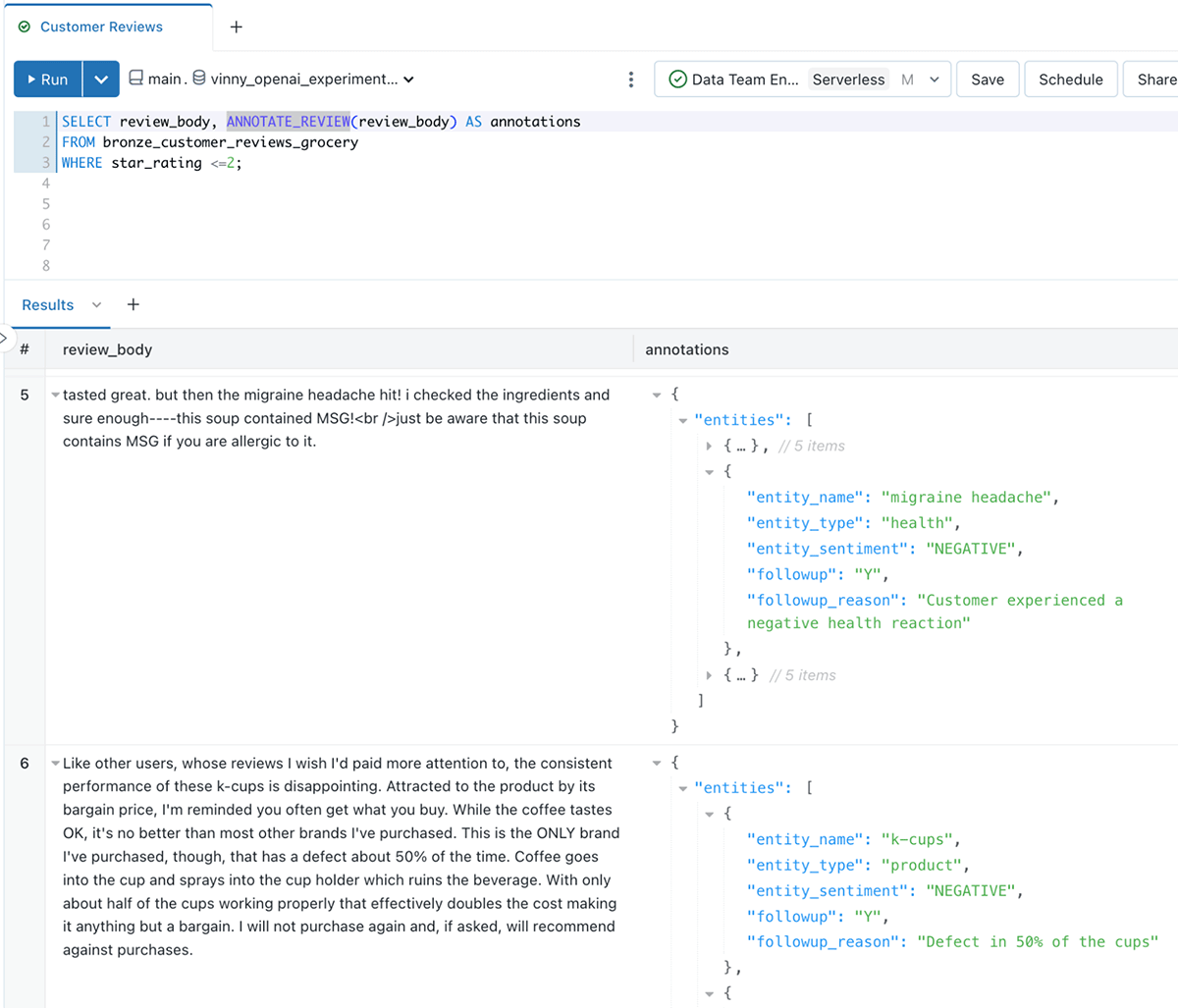 Actioning Customer Reviews at Scale with Databricks SQL AI Functions