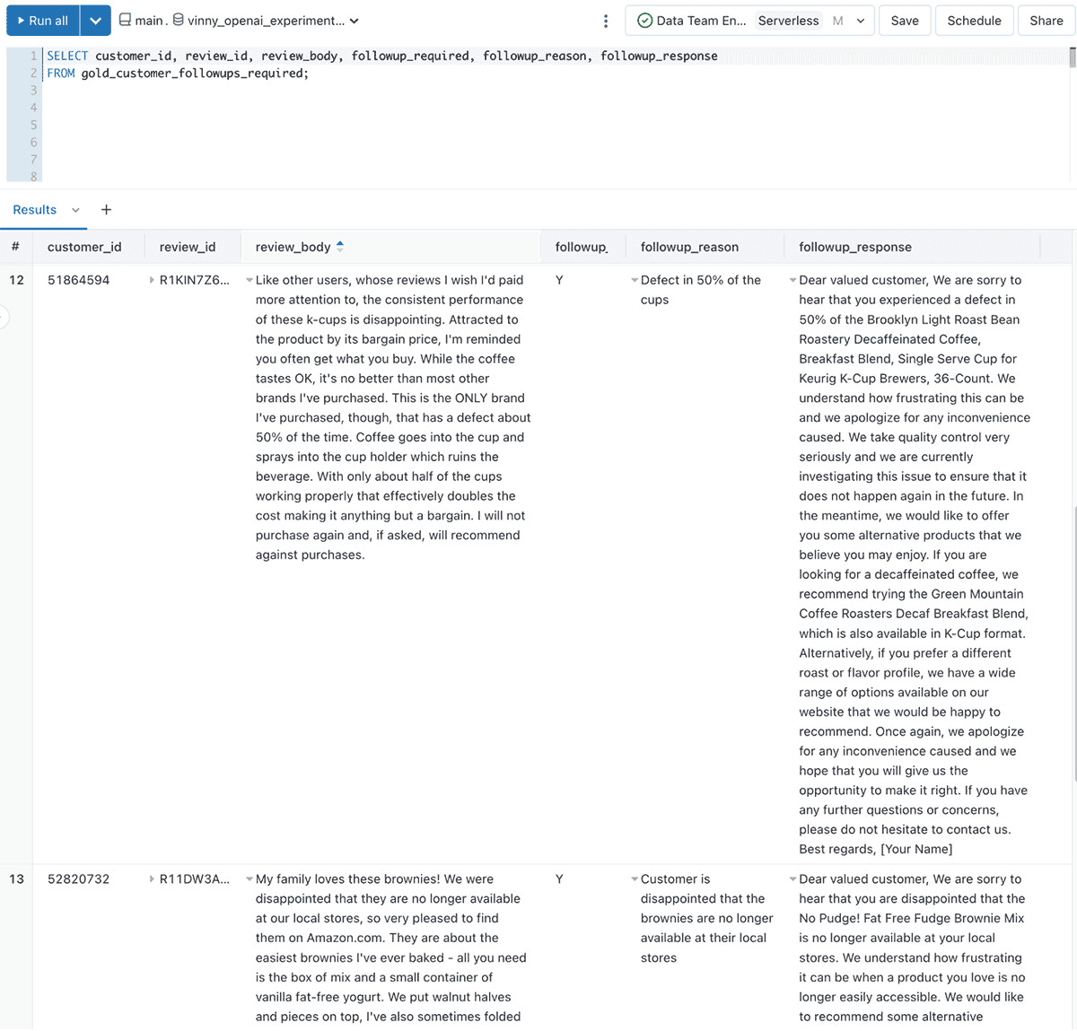 Actioning Customer Reviews at Scale with Databricks SQL AI Functions