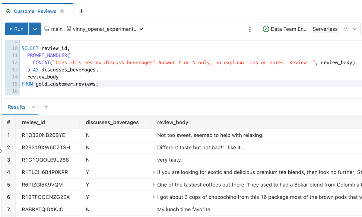 Databricks SQL AI Functionsで大規模に顧客レビューに対して行動する | Databricks Blog