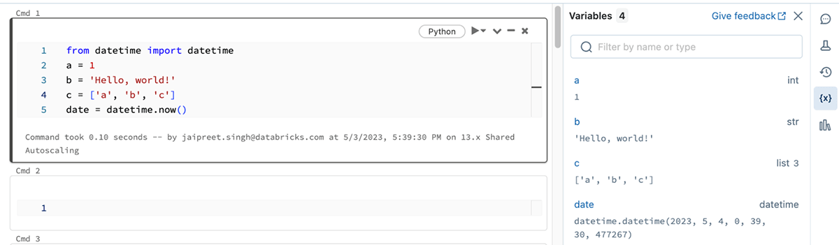 Variable Explorer with simple variables