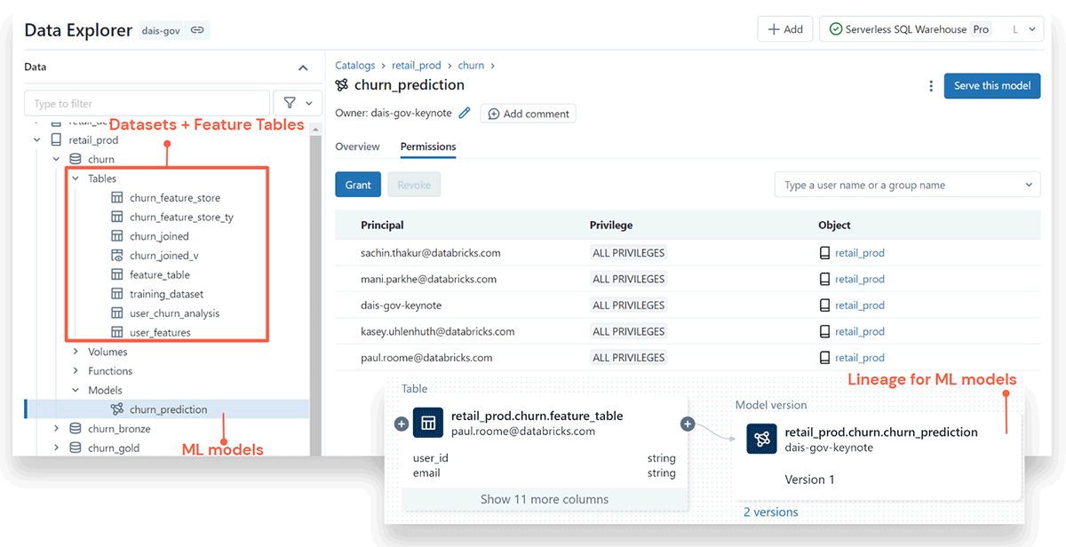 Discover and govern ML models along with your data in Unity Catalog