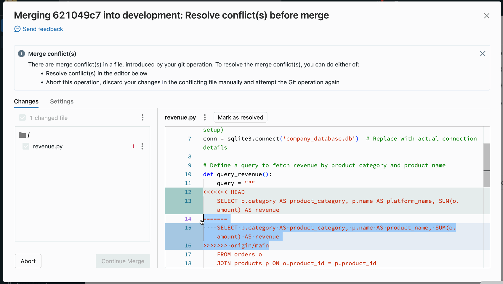 New Support for Conflict Resolution in Repos: Merge, Rebase and Pull ...