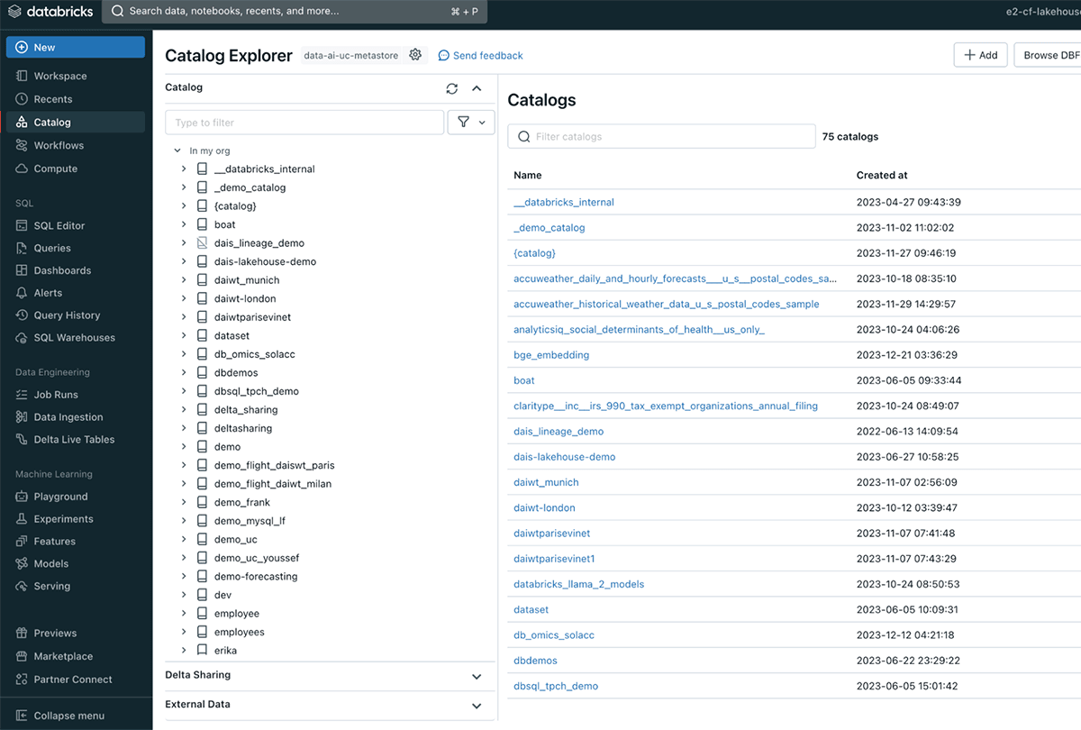 Catalog Explorer lets you discover and govern all your data and ML models
