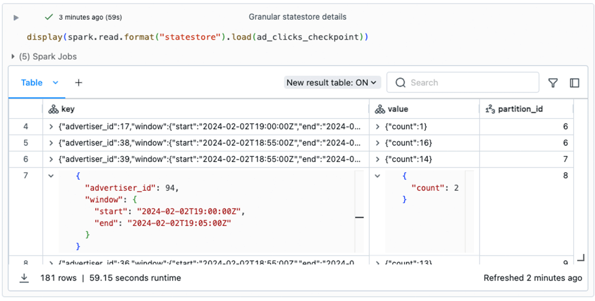 Granular details with statestore