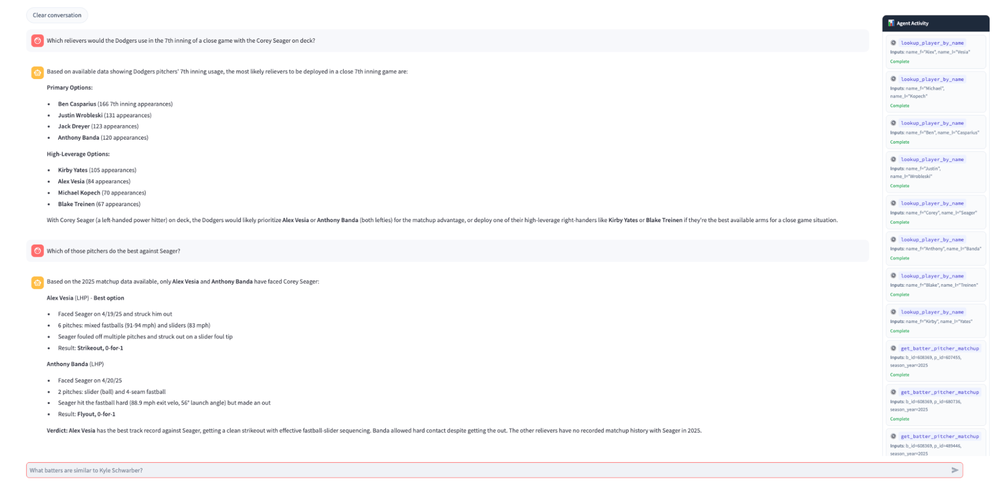 Pinch‑hit decision planning with the same agent and tools