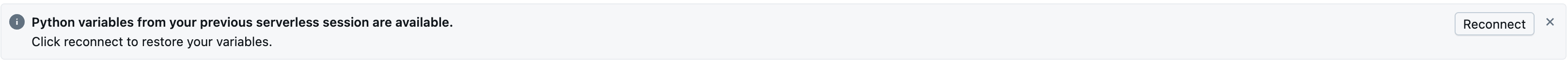 Screenshot of restoration message