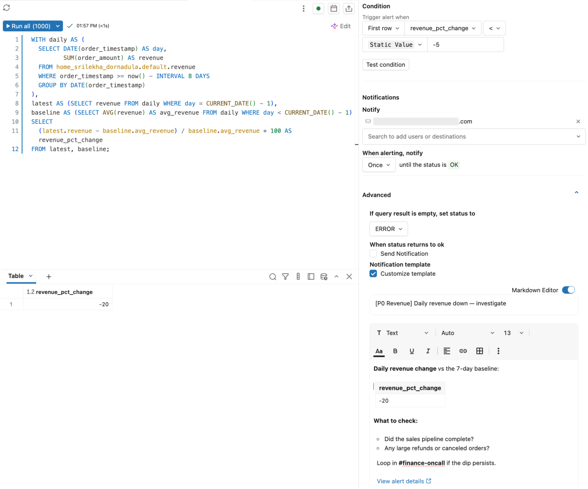 Configure the condition