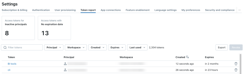 new token report tab UI
