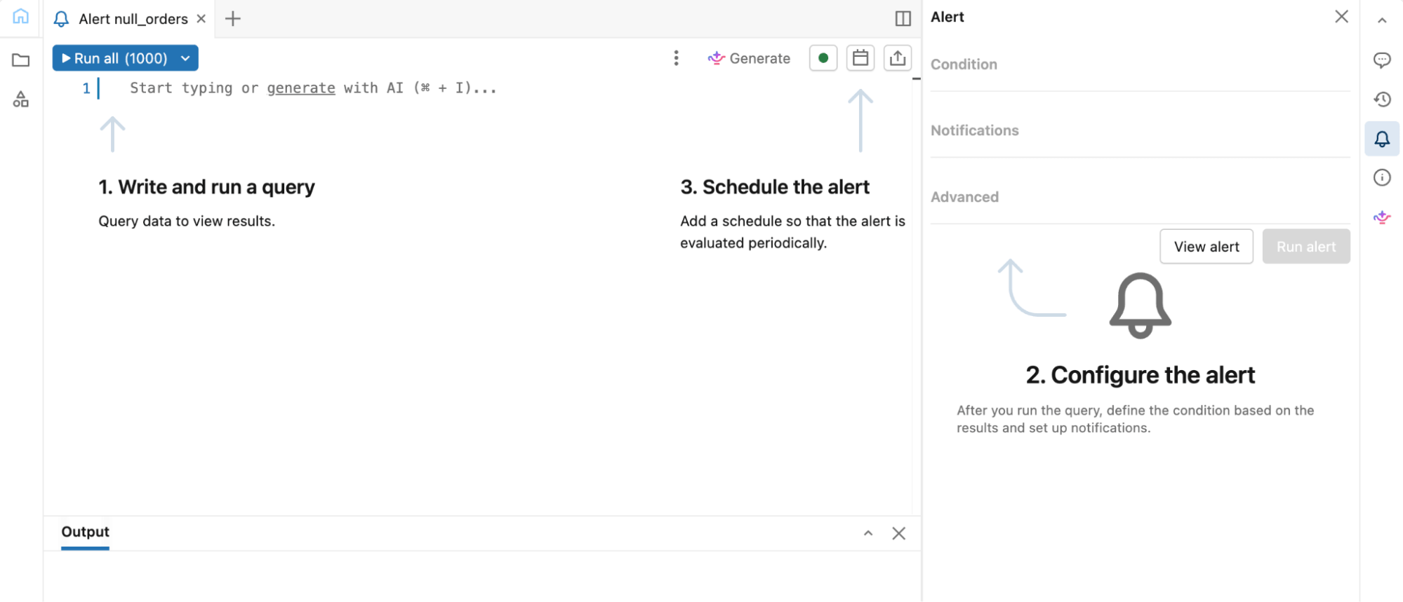 Schedule and configure an alert