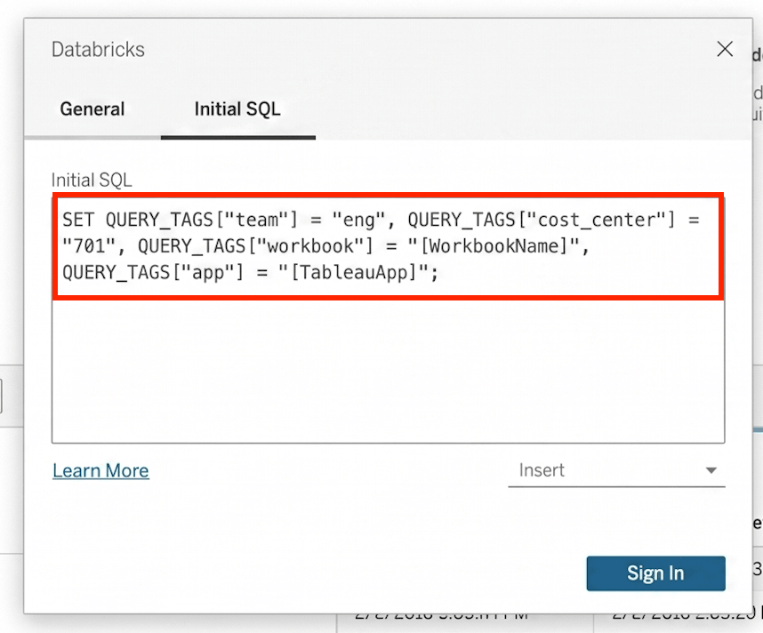 Setting up query tags