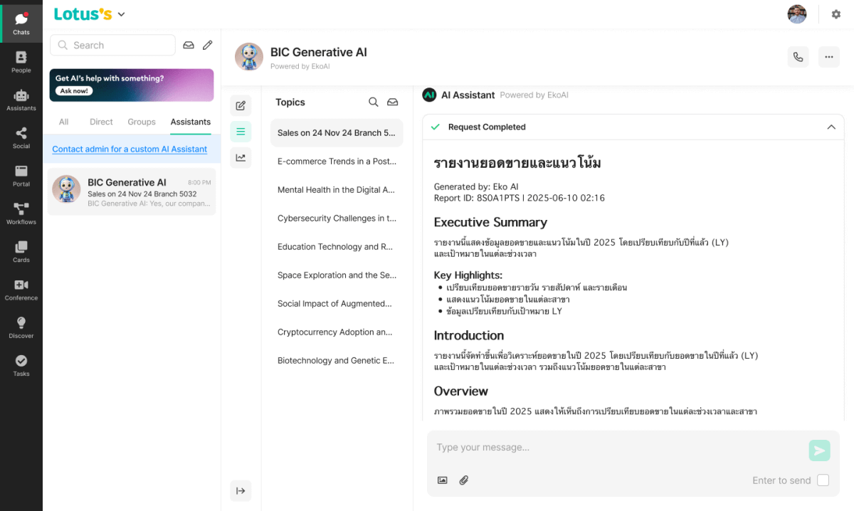 Example UI Page of Real-Time Retail Intelligence: Sales Report