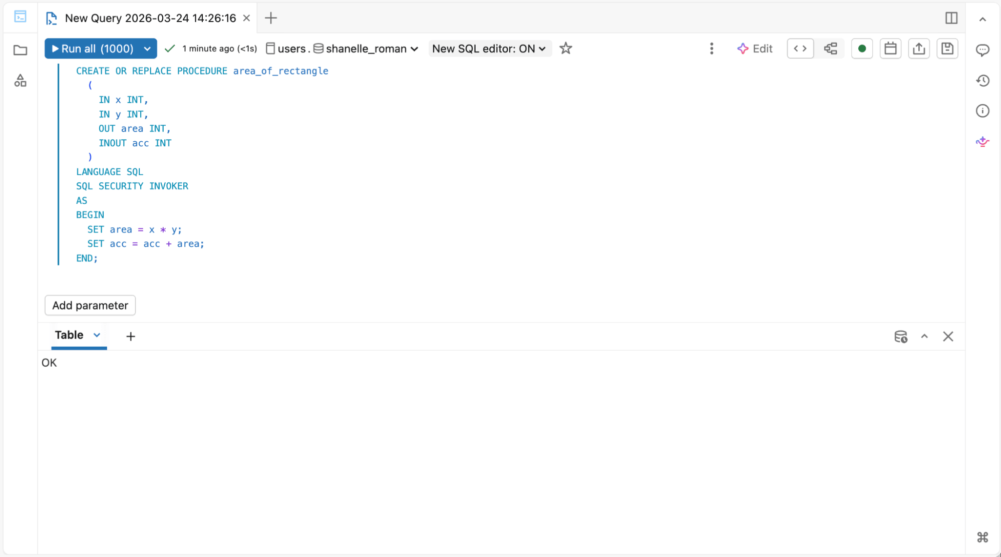 Simple SQL Editor for warehouse-style ETL