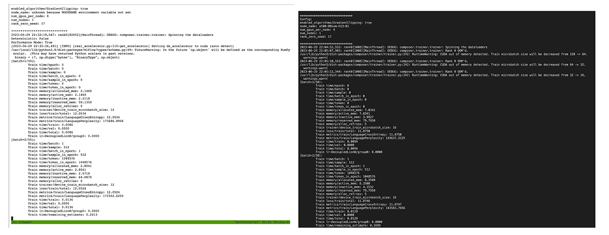 Figure 2: Launching training workloads with LLM Foundry on an AMD system
