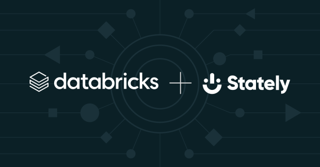 Databricks and Stately logos on dark background