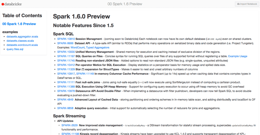 spark 1.6 relese notes