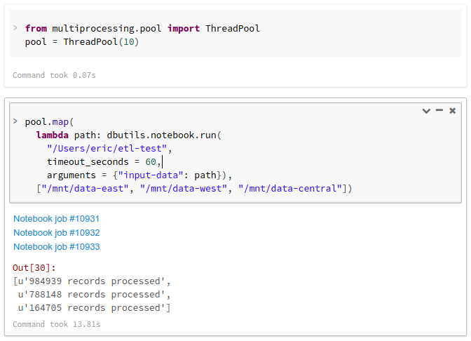 Example of running concurrent Notebook workflows