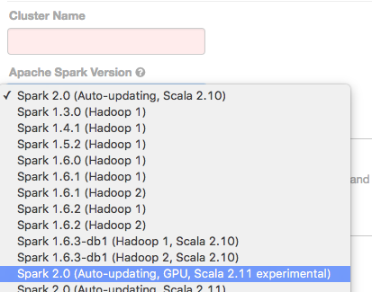 Creating a GPU-accelerated Apache Spark 2.0 cluster in Databricks