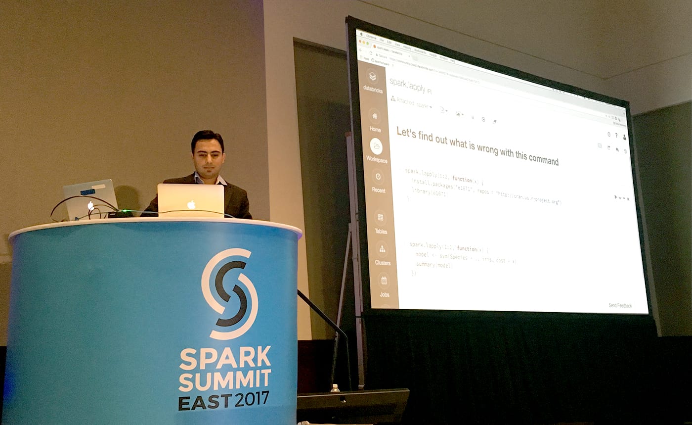 Hossein Falaki speaking at Spark Summit East 2017
