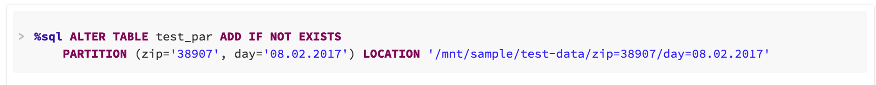 Adding PARTITIONED BY to the SQL query