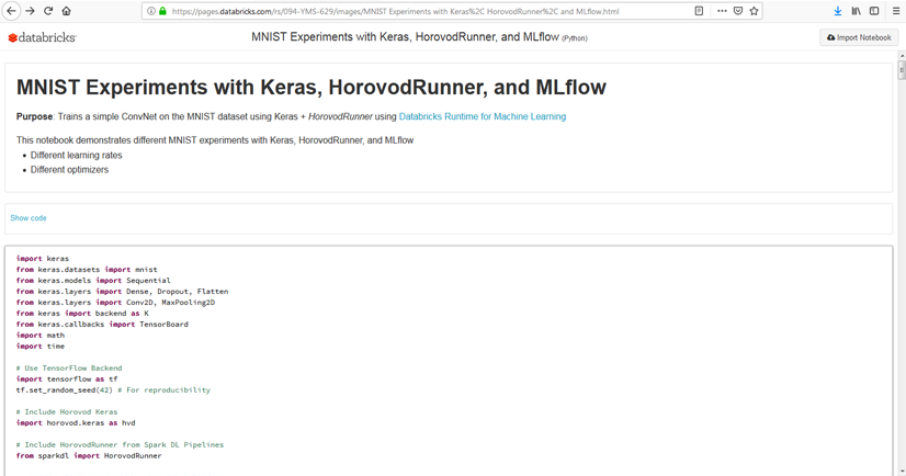 MNIST Experiments with Keras, HorovodRunner, and MLflow