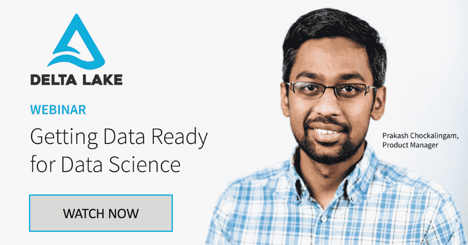 Flyer for the "Getting Data Ready for Data Science" webinar with Prakash Chockalingam, Product Manager at Databricks.