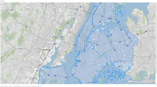 We can also visualize the NYC Taxi Zone data, for example, within a notebook using an existing DataFrame or directly rendering the data with a library such as Folium, a Python library for rendering geospatial data.