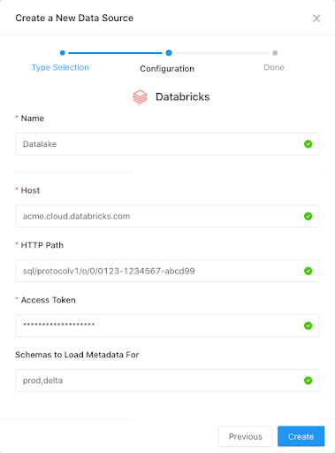 Securely connecting to Databricks using the Redash connector.