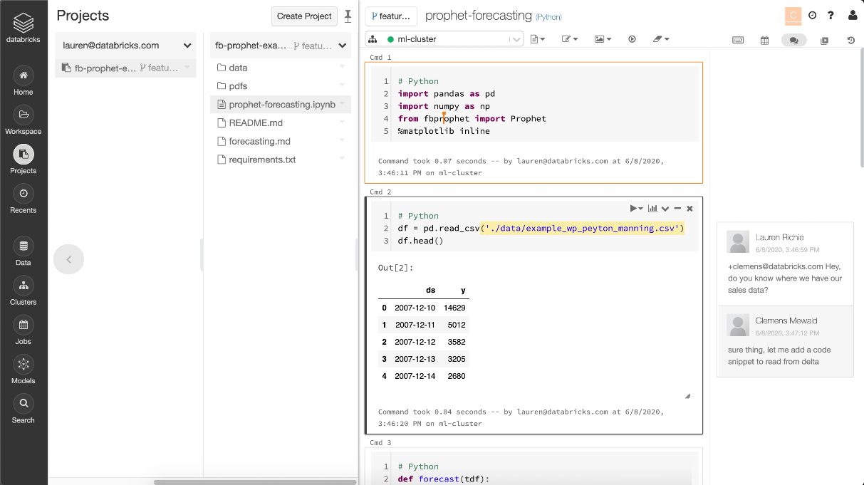 Support for opening Jupyter notebooks with the Databricks Notebook Editor  provides data teams with collaborative features for standard file formats.<br />
