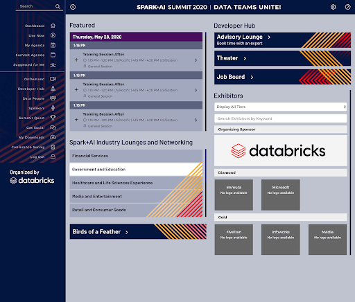 Dev Hub and Expo provided as part of the Spark + AI Summit 2020 attendee experience.