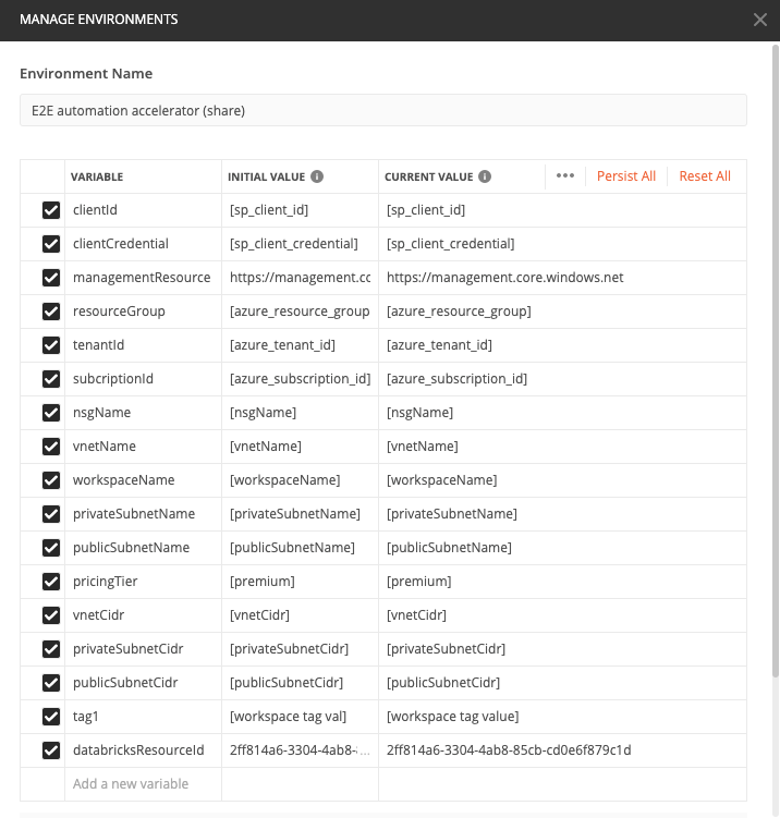 Environment configuration settings available to Azure Databricks users.