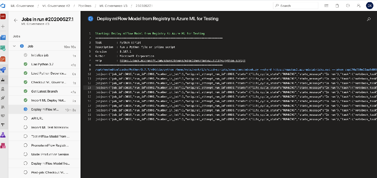 Sample deployment of ML model executed AzureML from an Azure Databricks notebook.