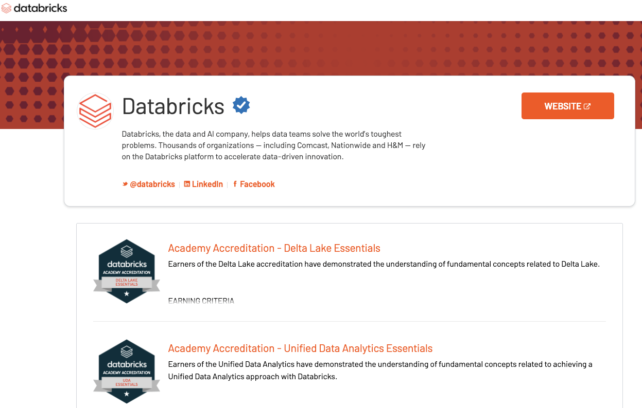 Databricks digital badge collections