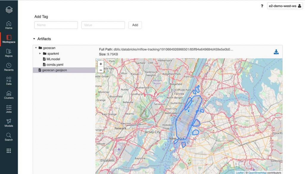 MLFlow displaying GeoJSON file format