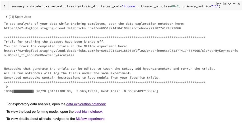  Databricks AutoML has several advanced options.