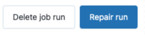 With Databrick' 'Repair and Rerun,' tn the event a job run fails, you can now click on “Repair run” to start a rerun.